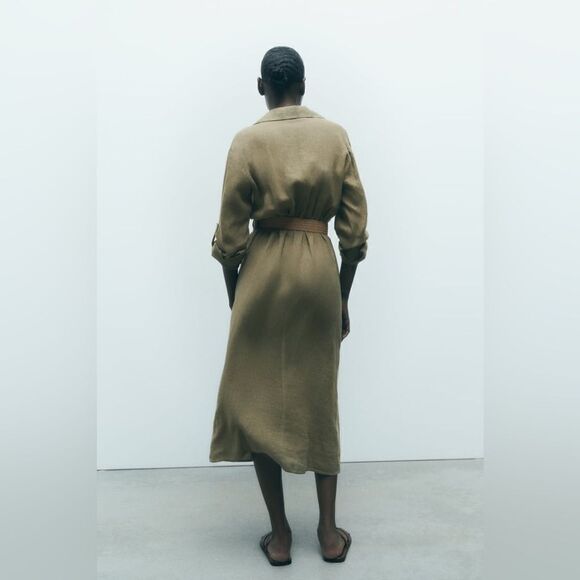 ZARA BELTED 100% LINEN SHIRTDRESS - Picture 2 of 9